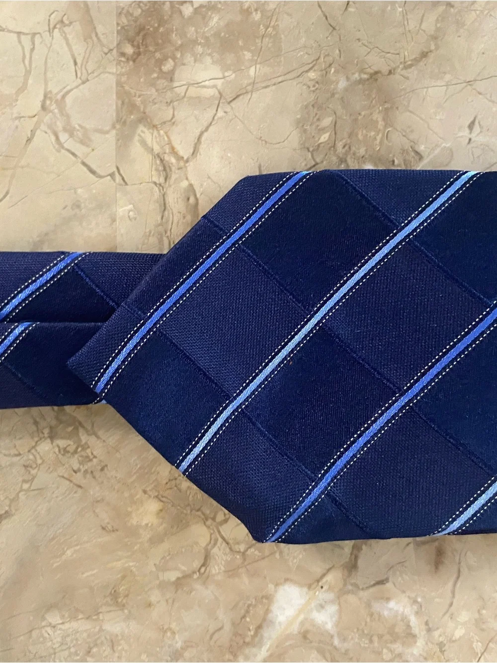 Classic Navy Silk Striped Men's Tie